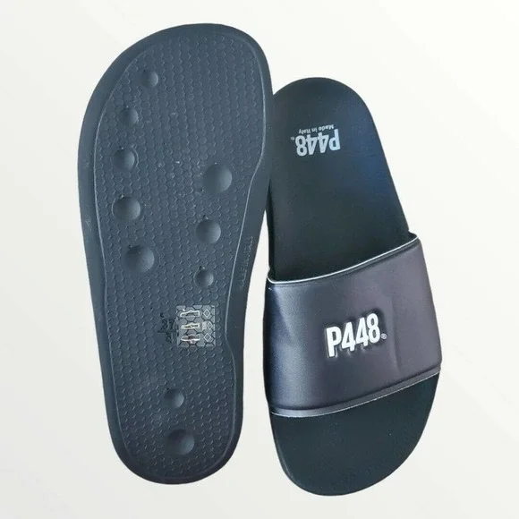 𝅺p448 Super Water Resistant Slide Sandal Women's 37/6.5 Contoured Footbed Black - Picture 3 of 7